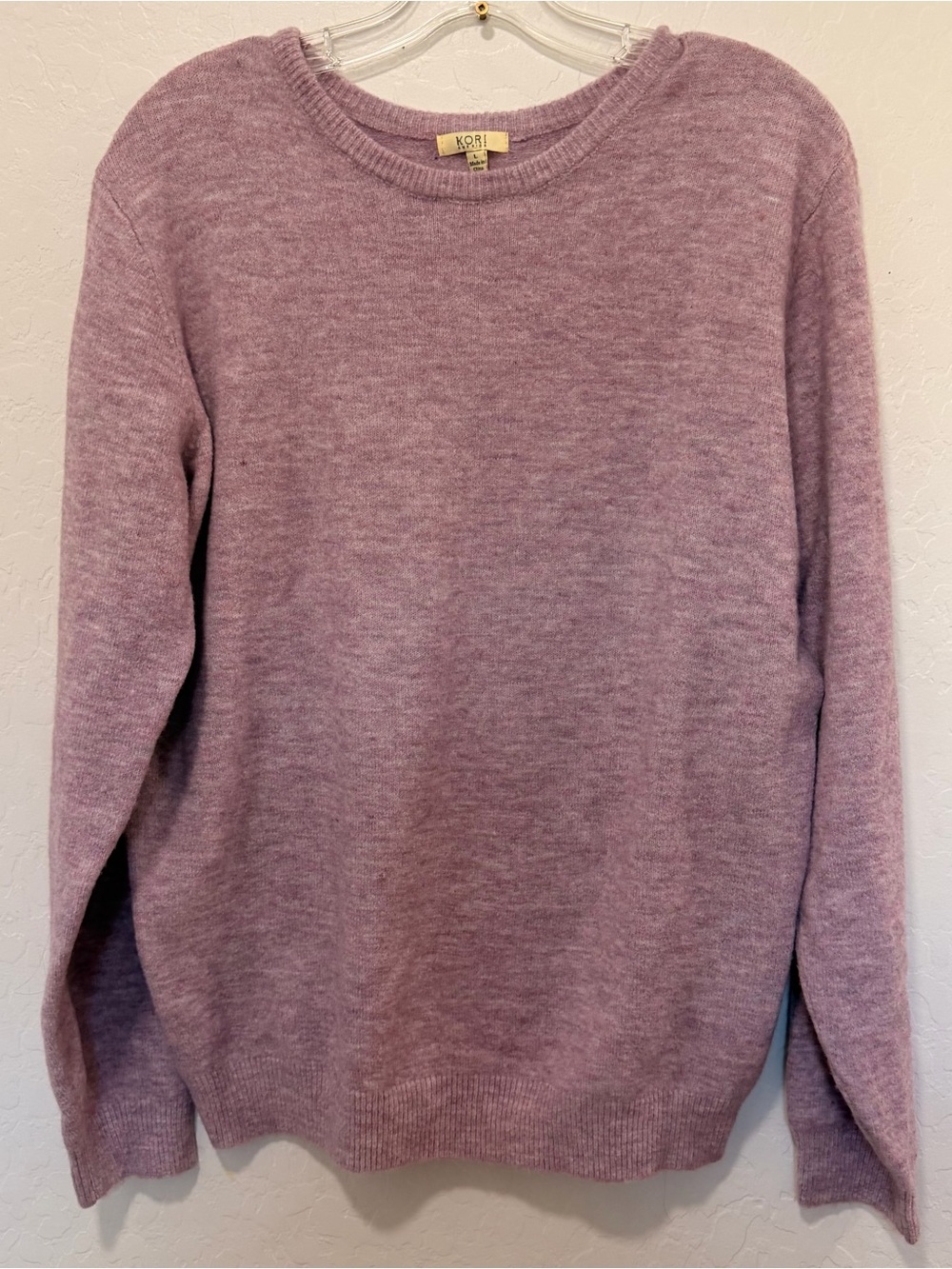 KORI Soft Lavender Crewneck Sweater large granola timeless fisherman capsule